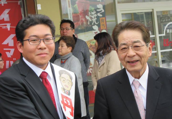 選挙戦最終日「故 仙谷由人元内閣官房長官」の激励訪問