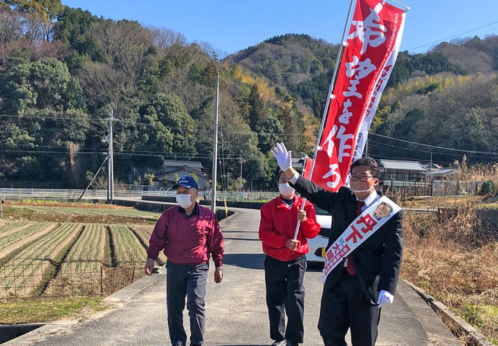 地元波止浜を歩き、最後の支持を訴える！